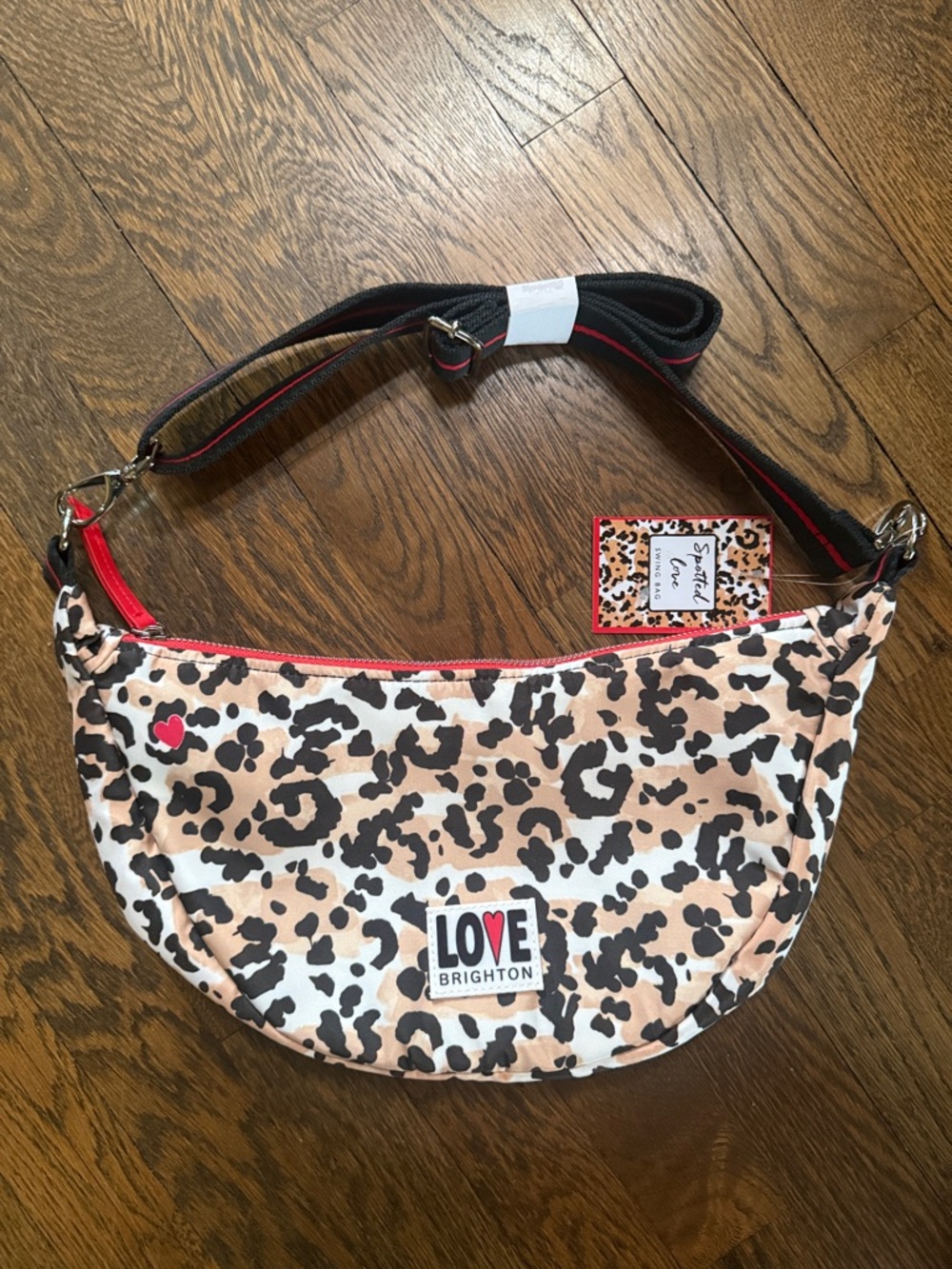 Brighton Leopard Print Crescent Crossbody  nwt